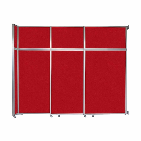 Versare Operable Wall Sliding Room Divider 9'9" x 8'5-1/4" Red Fabric 1072327